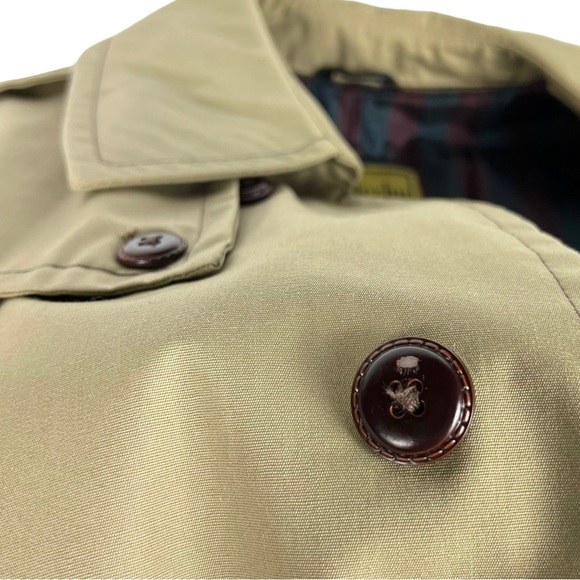 Vintage Derby Of San Francisco Beige Tan Trench Coat Jacket 40 Long Button Up - Picture 7 of 7